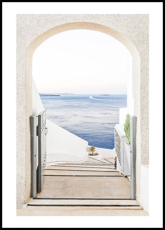 Santorini Greece Staircase Poster