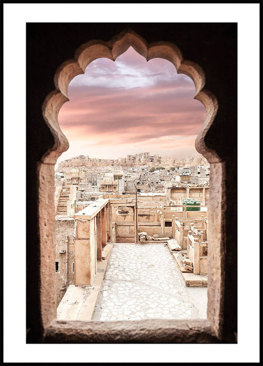 India Jaisalmer City & Fort At Sunset Poster