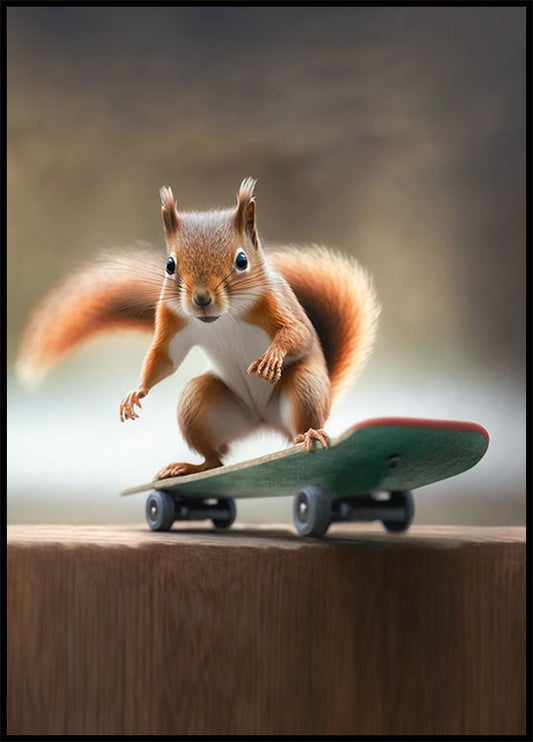 Skating Squirrel Poster
