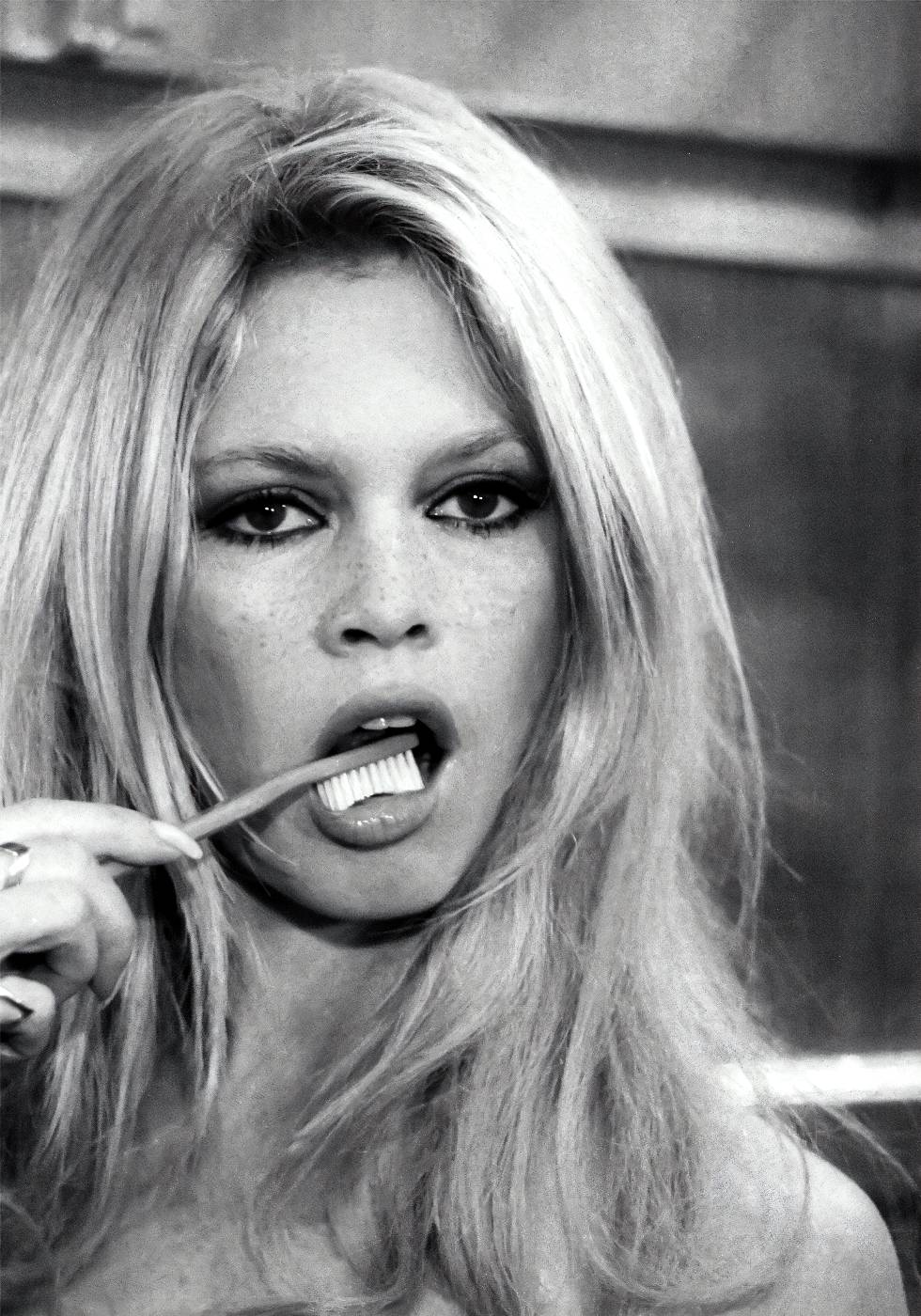Brigitte Bardot with Toothbrush Poster