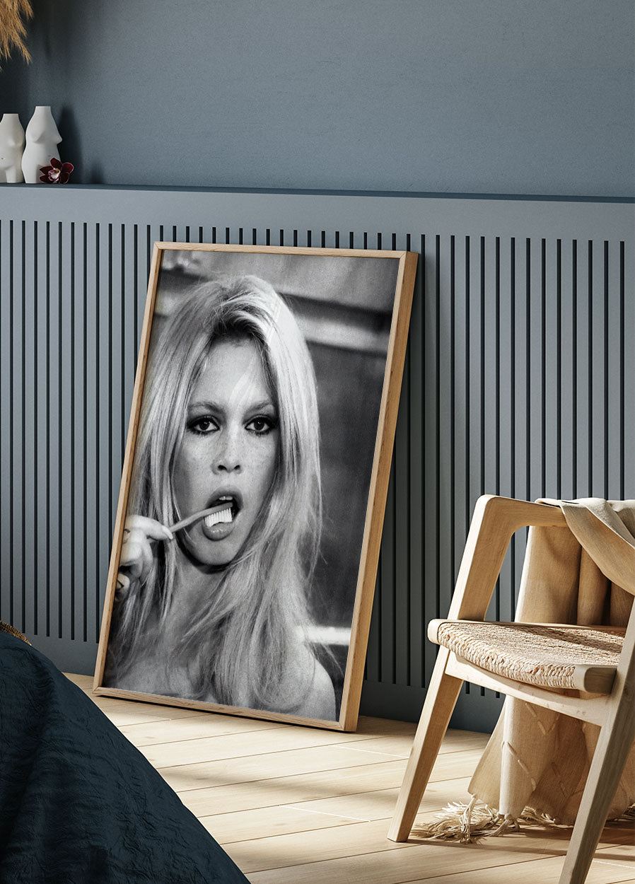 Brigitte Bardot with Toothbrush Poster
