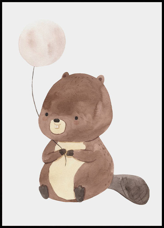 Beaver With Balloon Poster