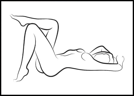 Erotic Line Drawing Women Lying Poster