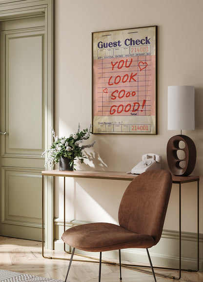 Guest Check Trendy Wall Art Poster