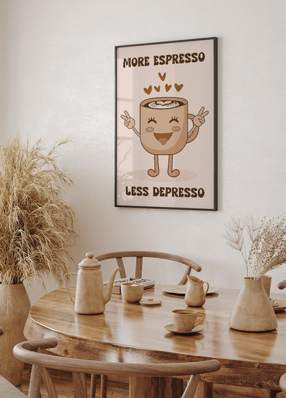 More Espresso Less Depresso Coffee Poster