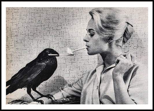 Vintage Retro Raven & Girl Poster