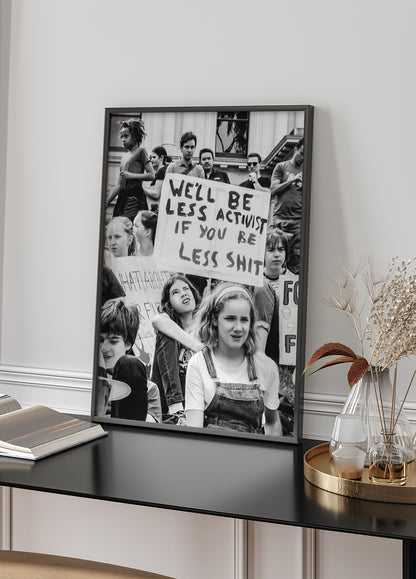 Women Protest Black and White Art Poster