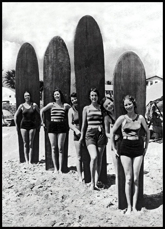 Women with Surfboards California 1930 Poster