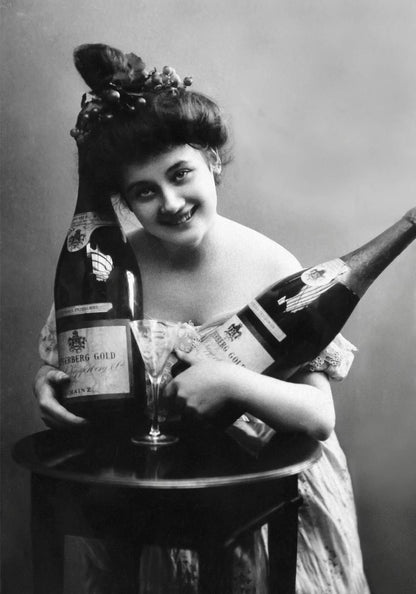 Woman with Champagne Bottles 1920s Poster