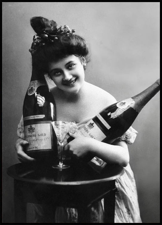 Woman with Champagne Bottles 1920s Poster
