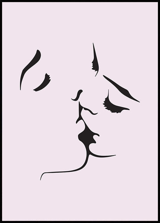 Close Kiss Line Art Poster