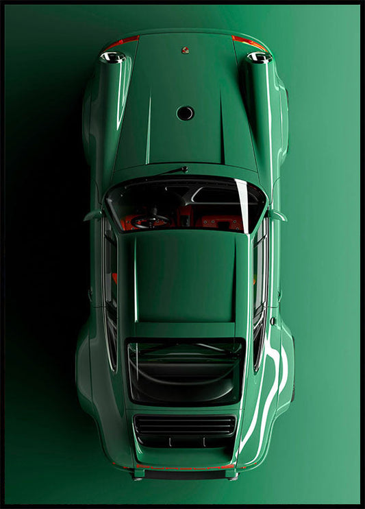 Retro Porsche 911 Green Poster