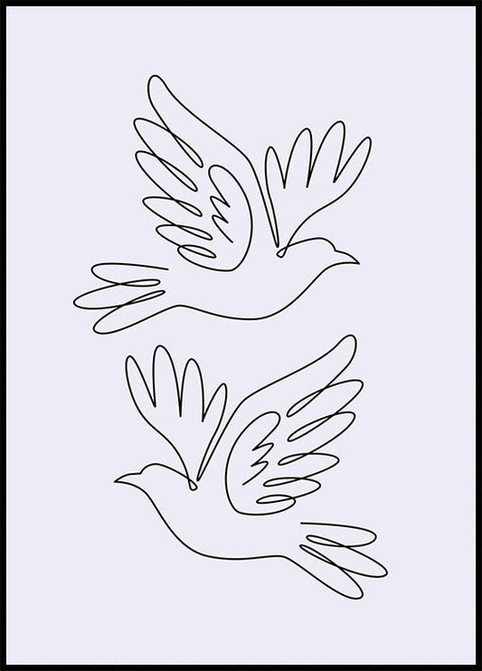 Doves Line Drawing Poster