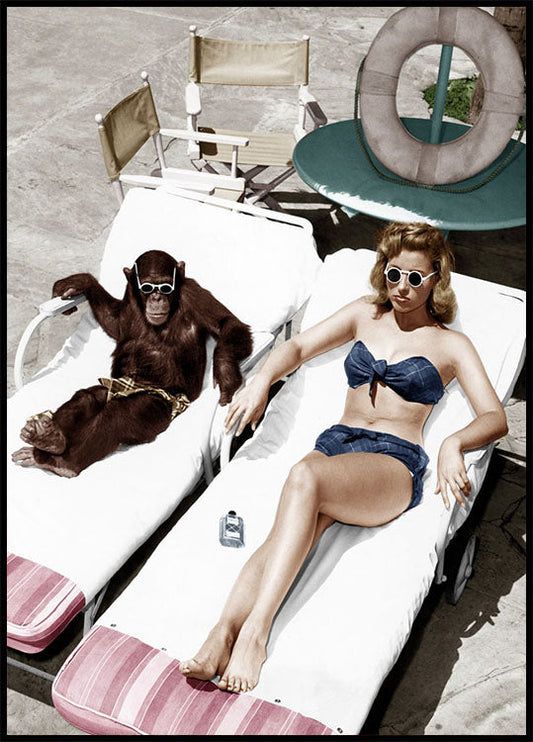 Chimpanzee and Woman Poster