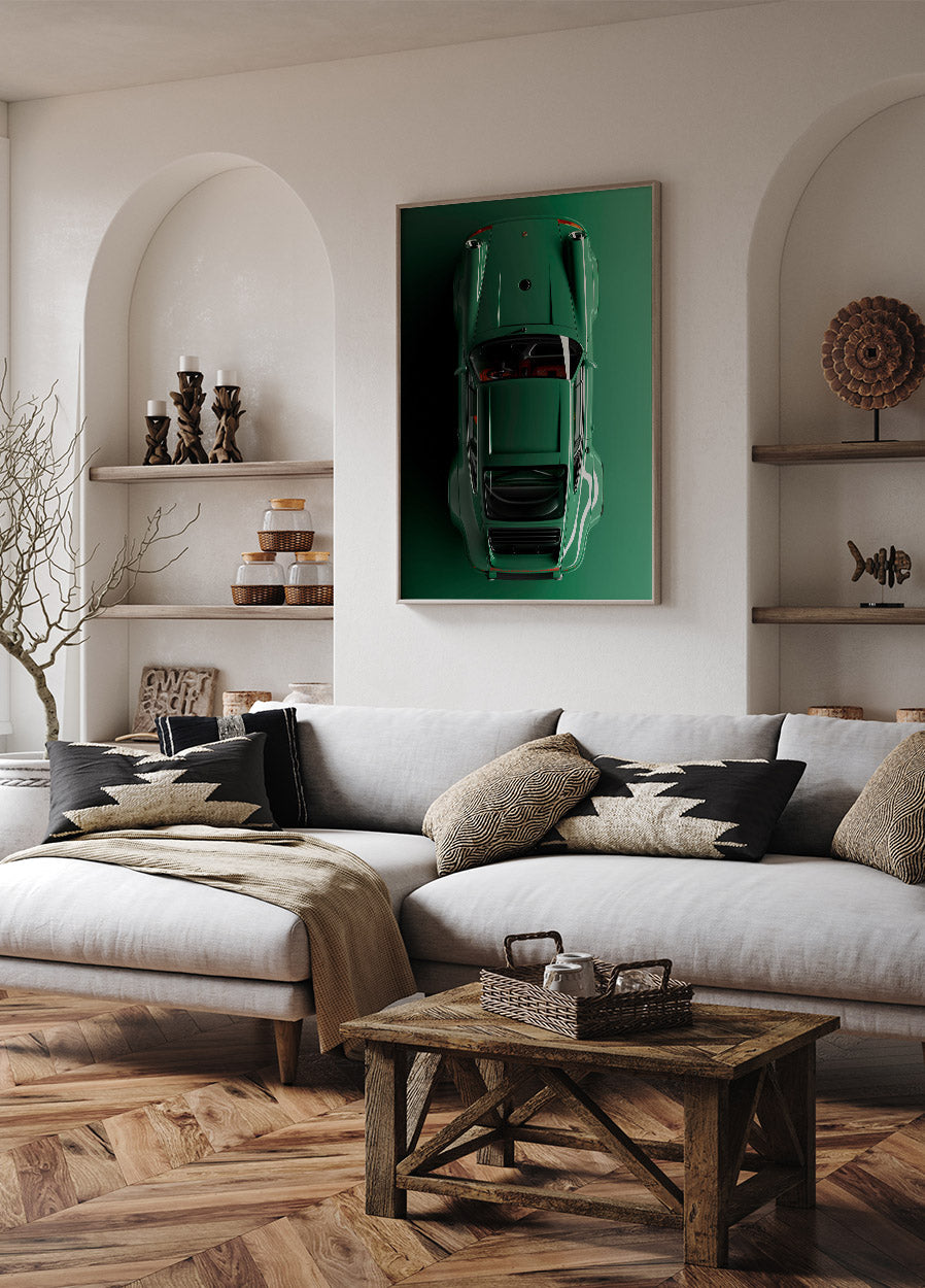 Retro Porsche 911 Green Poster