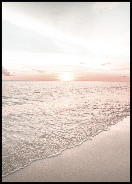 Calm Beach Pink Sunset Poster