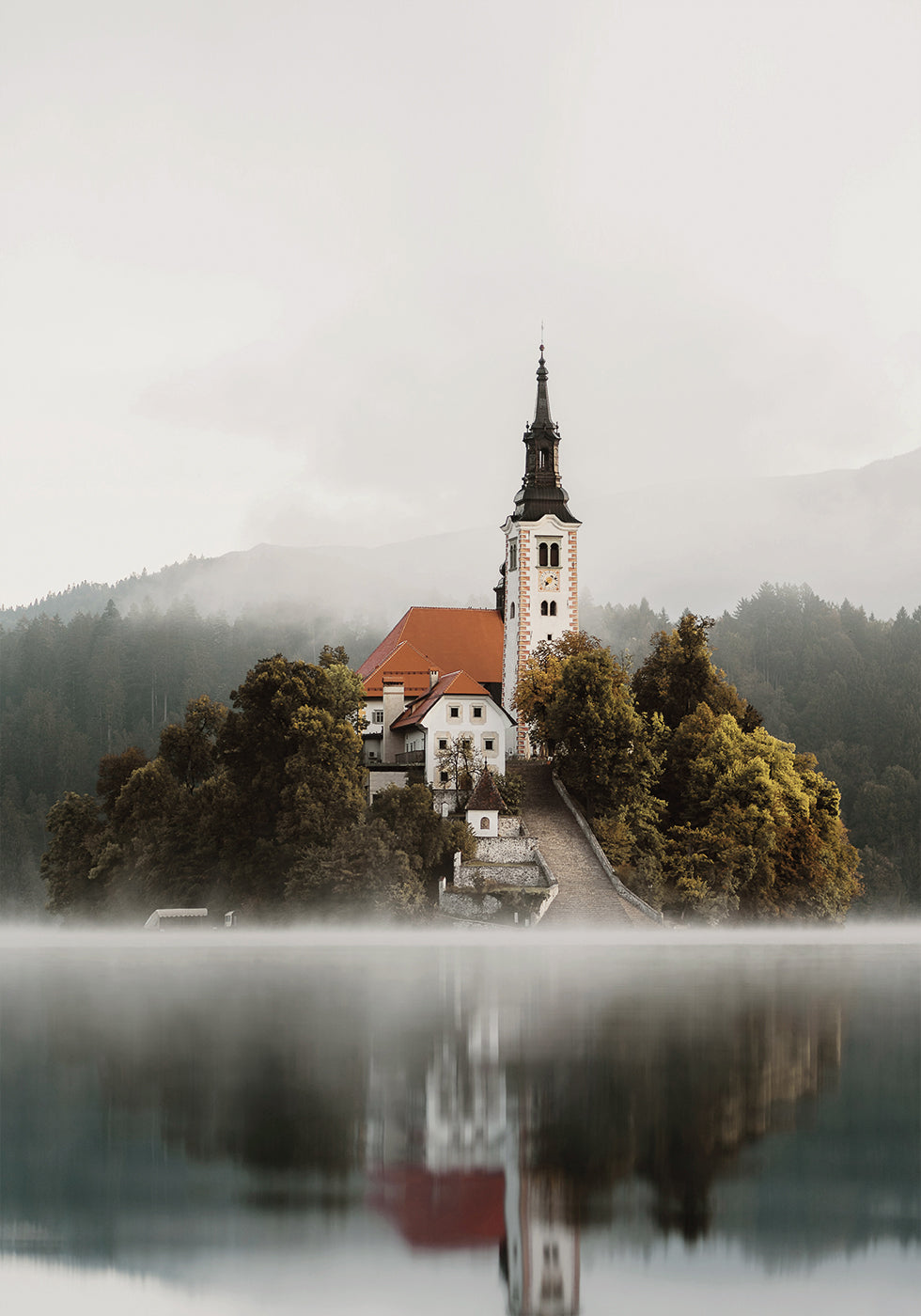 Misty Church on an Island Plakat