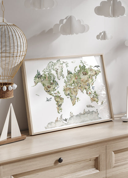 Animal World Map Plakat