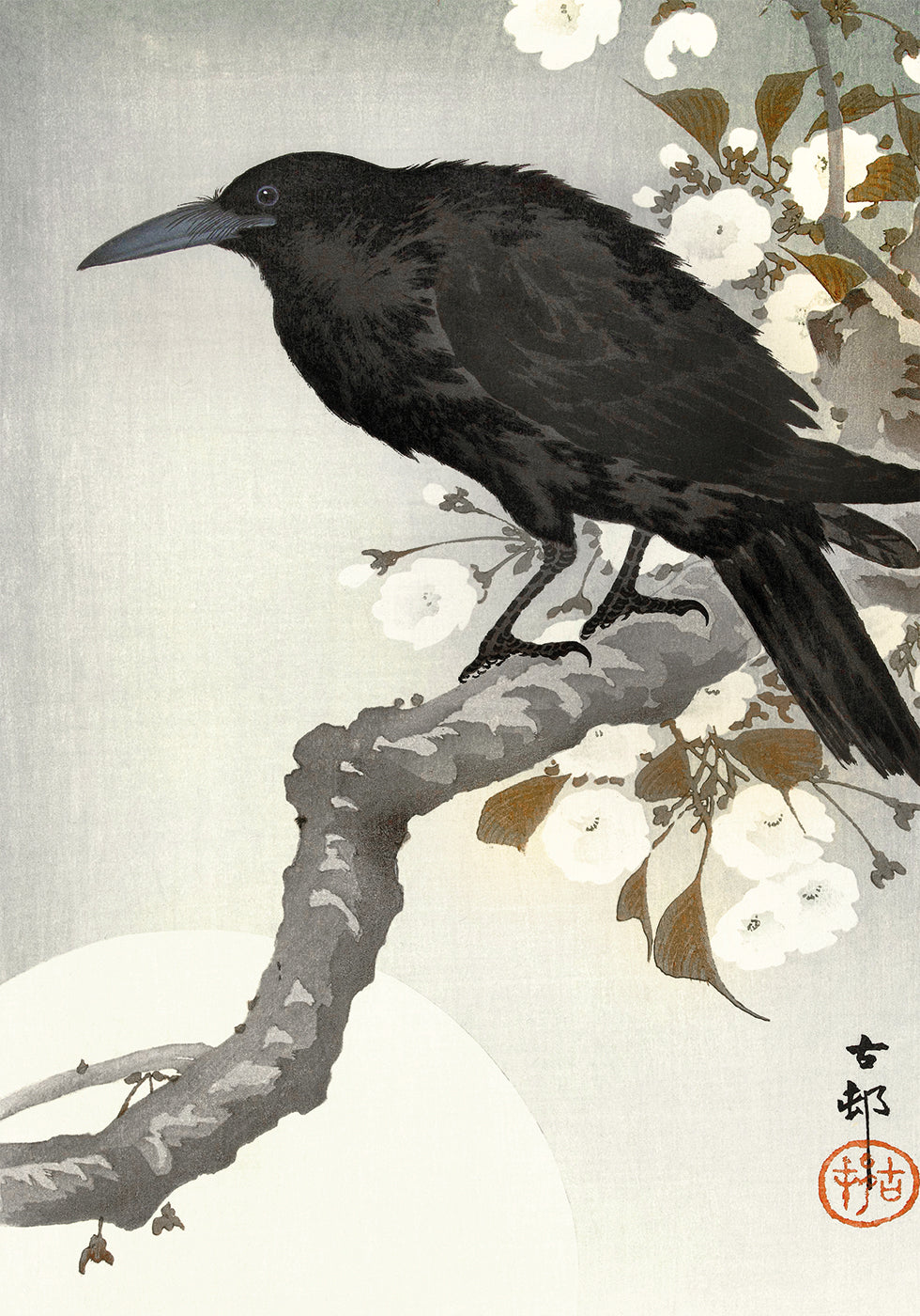 Crow And Full Moon By Ohara Koson Plakat