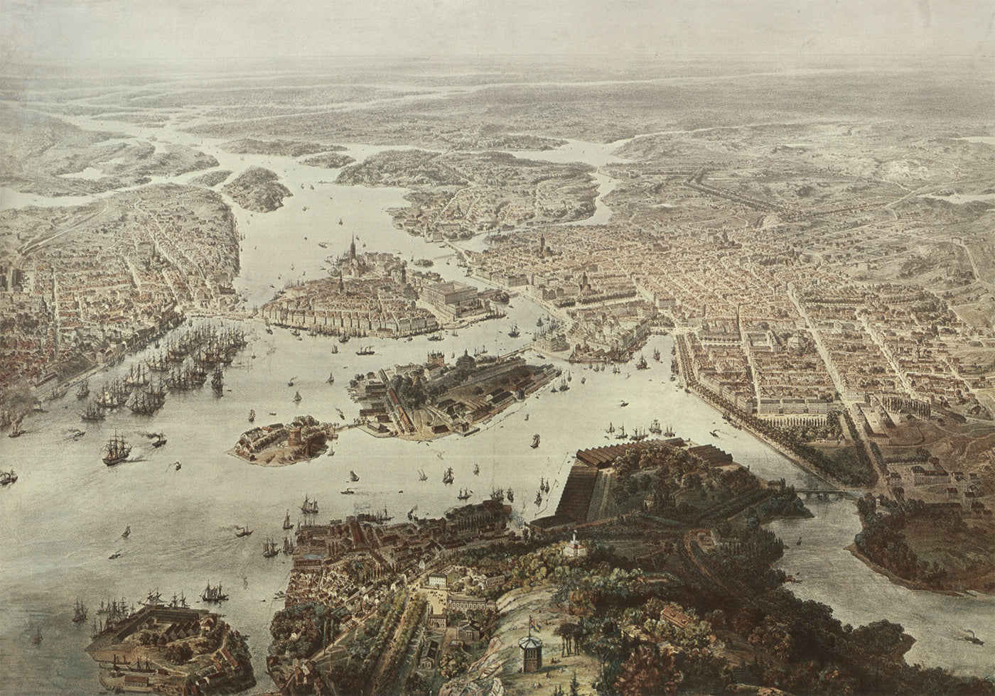 Fogelvue Over Stockholm 1860 Plakat