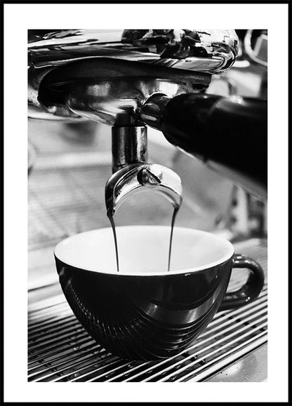 Pouring Espresso Coffee Into a Cup B&W Plakat