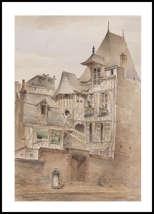 Street Scene With Medieval Houses By Arnold W. Brunner Plakat