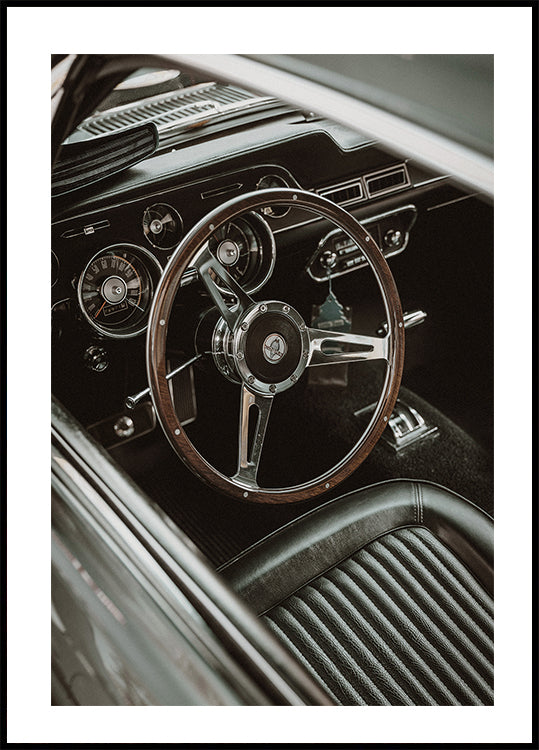 Vintage Car Steering Wheel Plakat