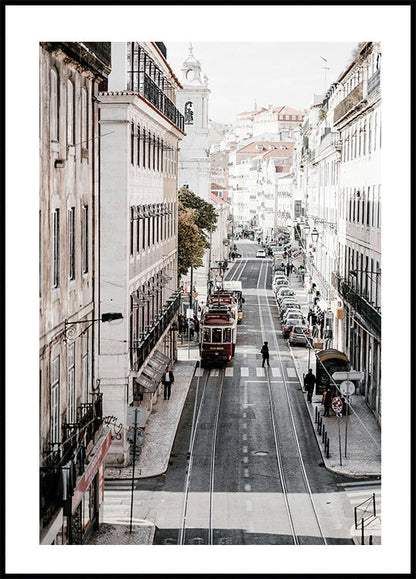 Lisbon Street With A Train Plakat