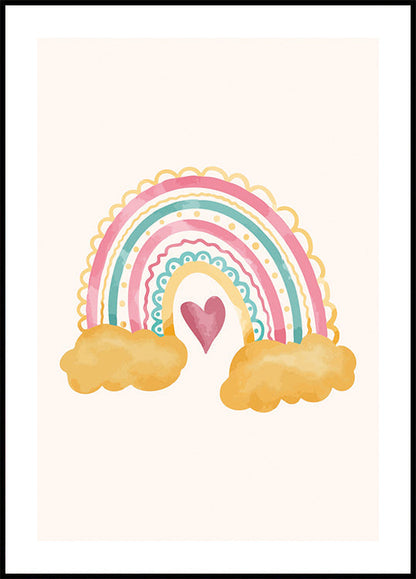 Colorful Rainbow and Heart Design Plakat