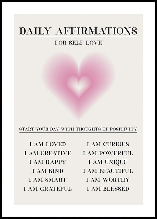 Daily Affirmations For Self Love Plakat