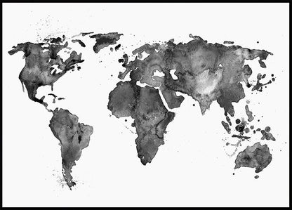 World Black Ink Map Plakat