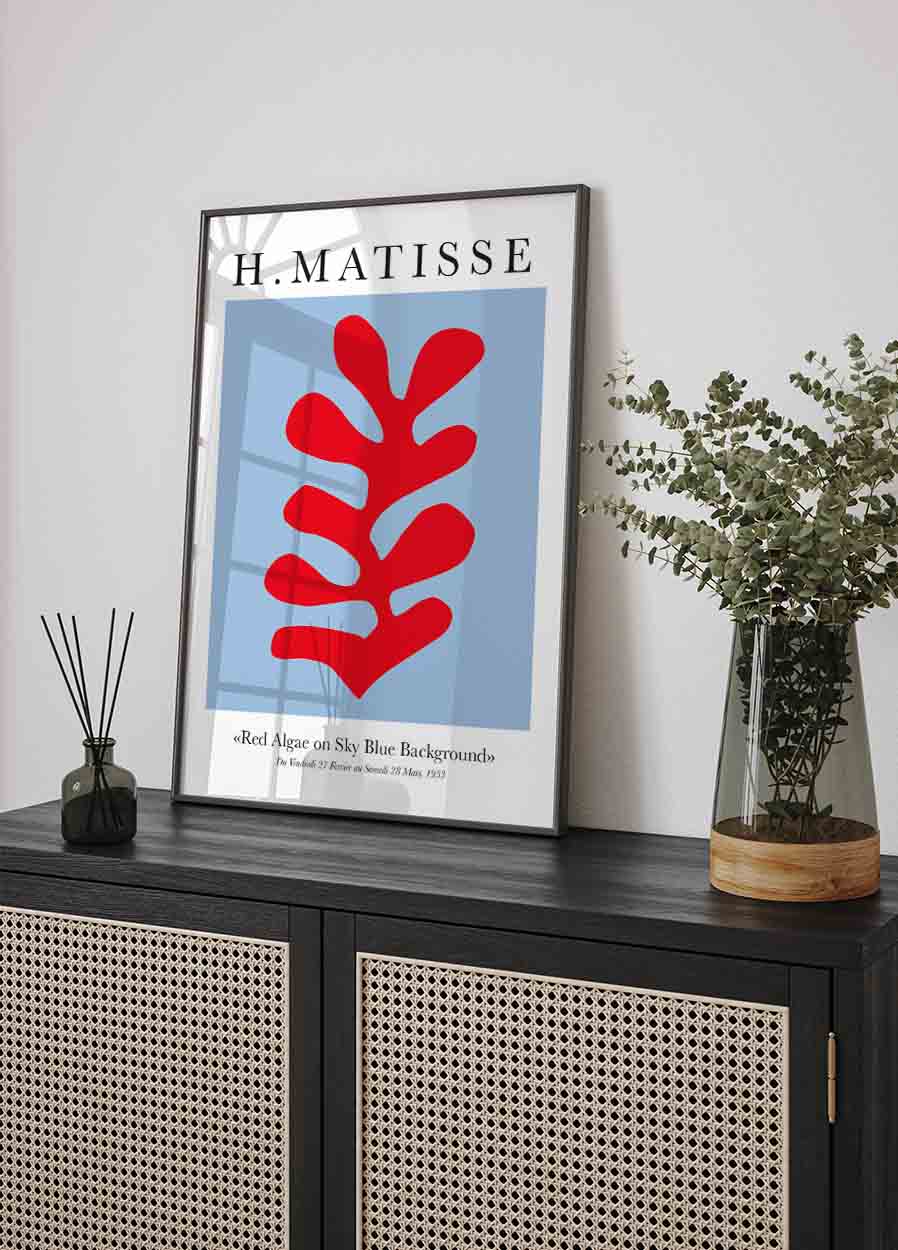 H. Matisse Red Algae on Sky Blue Background Plakat