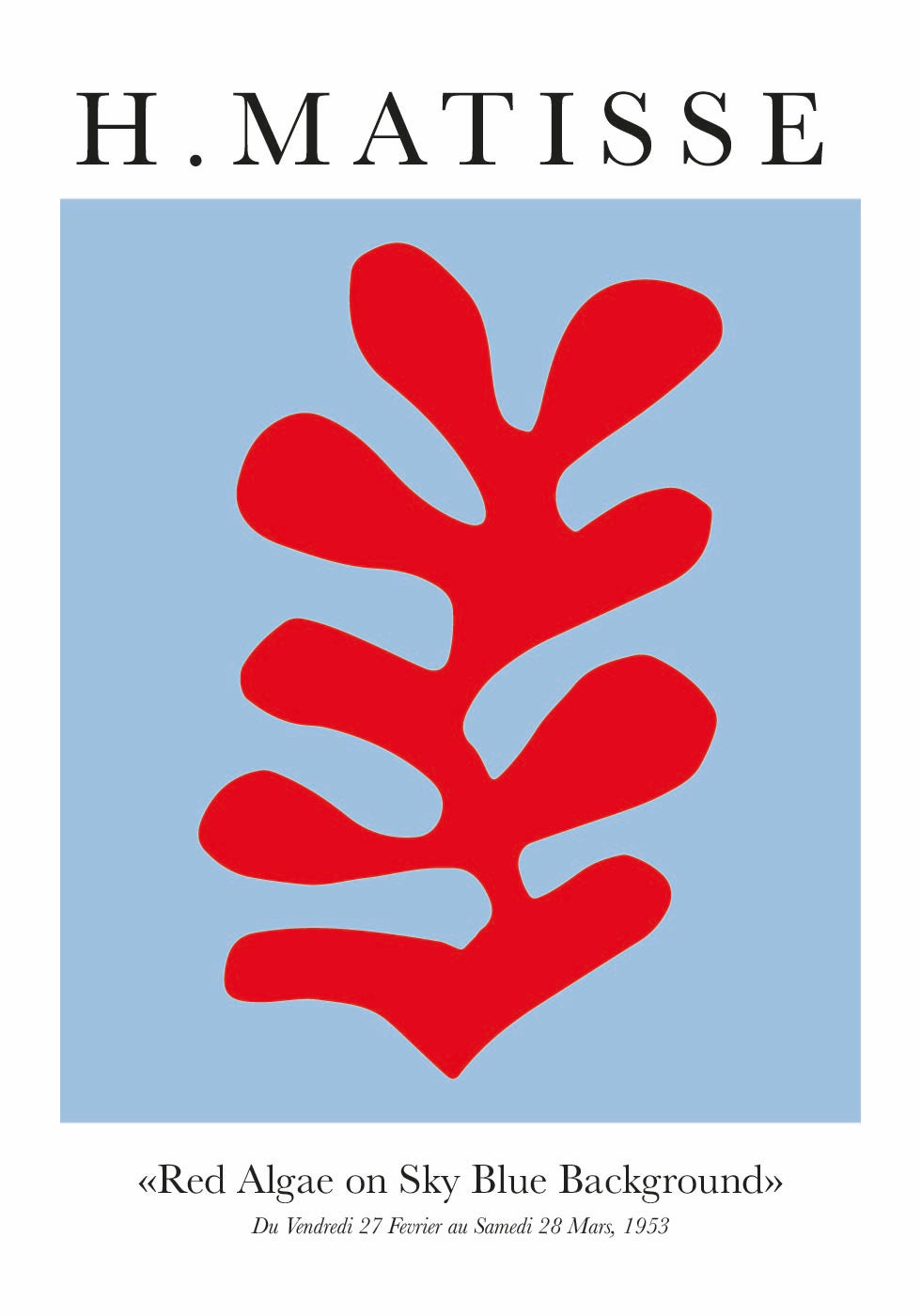 H. Matisse Red Algae on Sky Blue Background Plakat