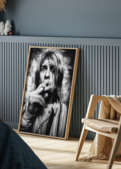 Kurt Cobain Smokes a Cigarette Plakat