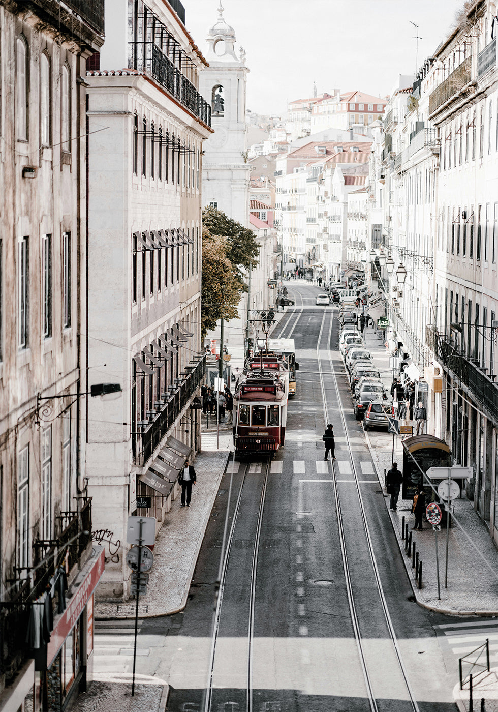 Lisbon Street With A Train Plakat