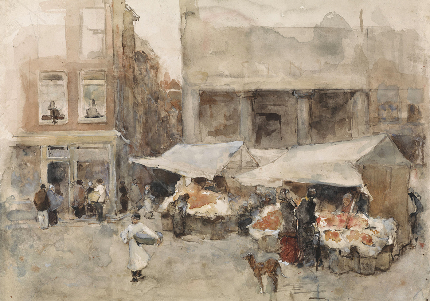 Markt Met Bloemenstalletjes By Floris Arntzenius Plakat