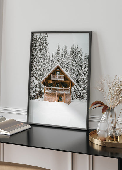 Snowy House In The Mountains Plakat