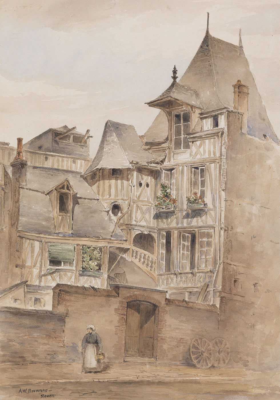 Street Scene With Medieval Houses By Arnold W. Brunner Plakat