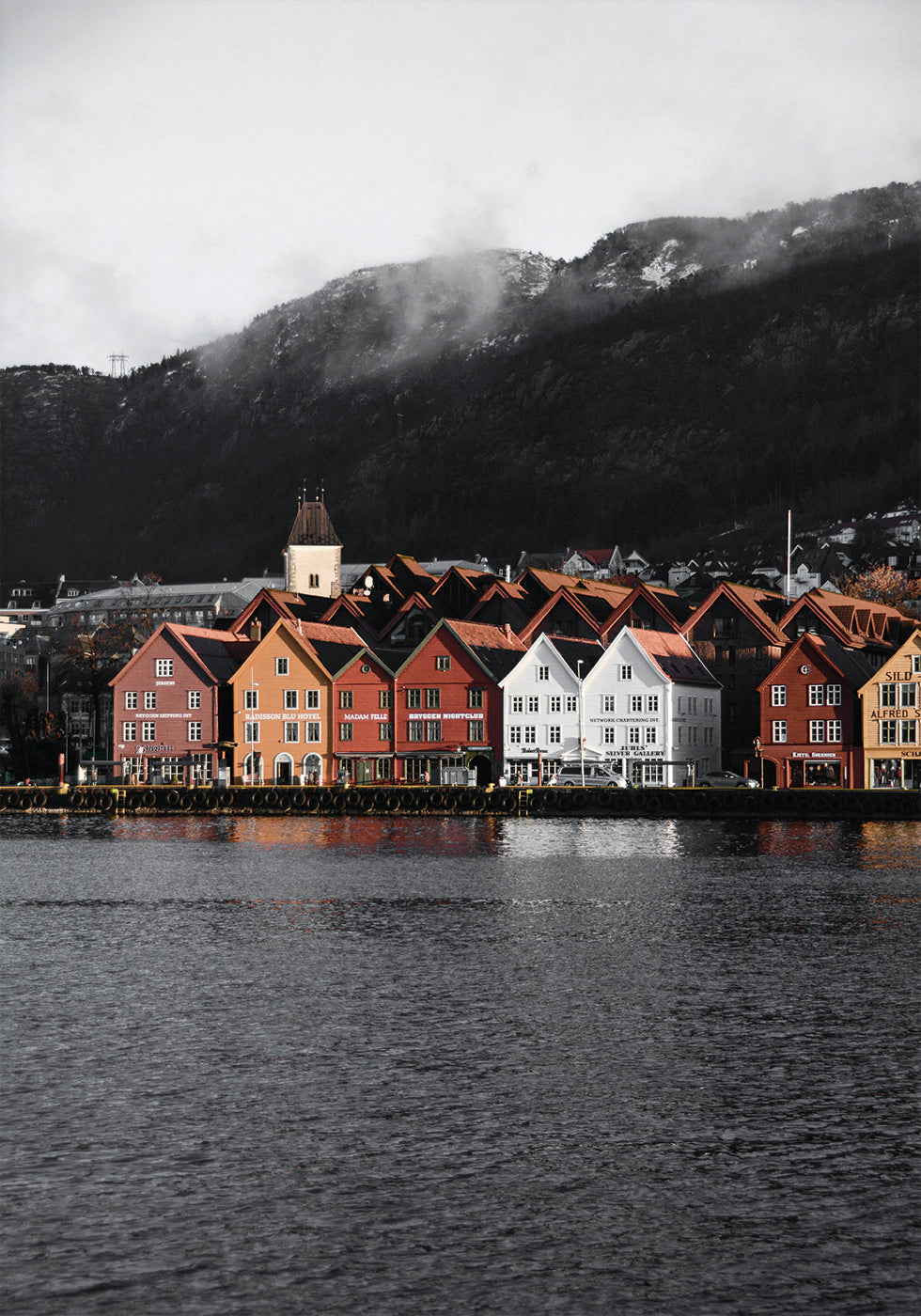 View Of Bryggen, Norway Portrait Plakat