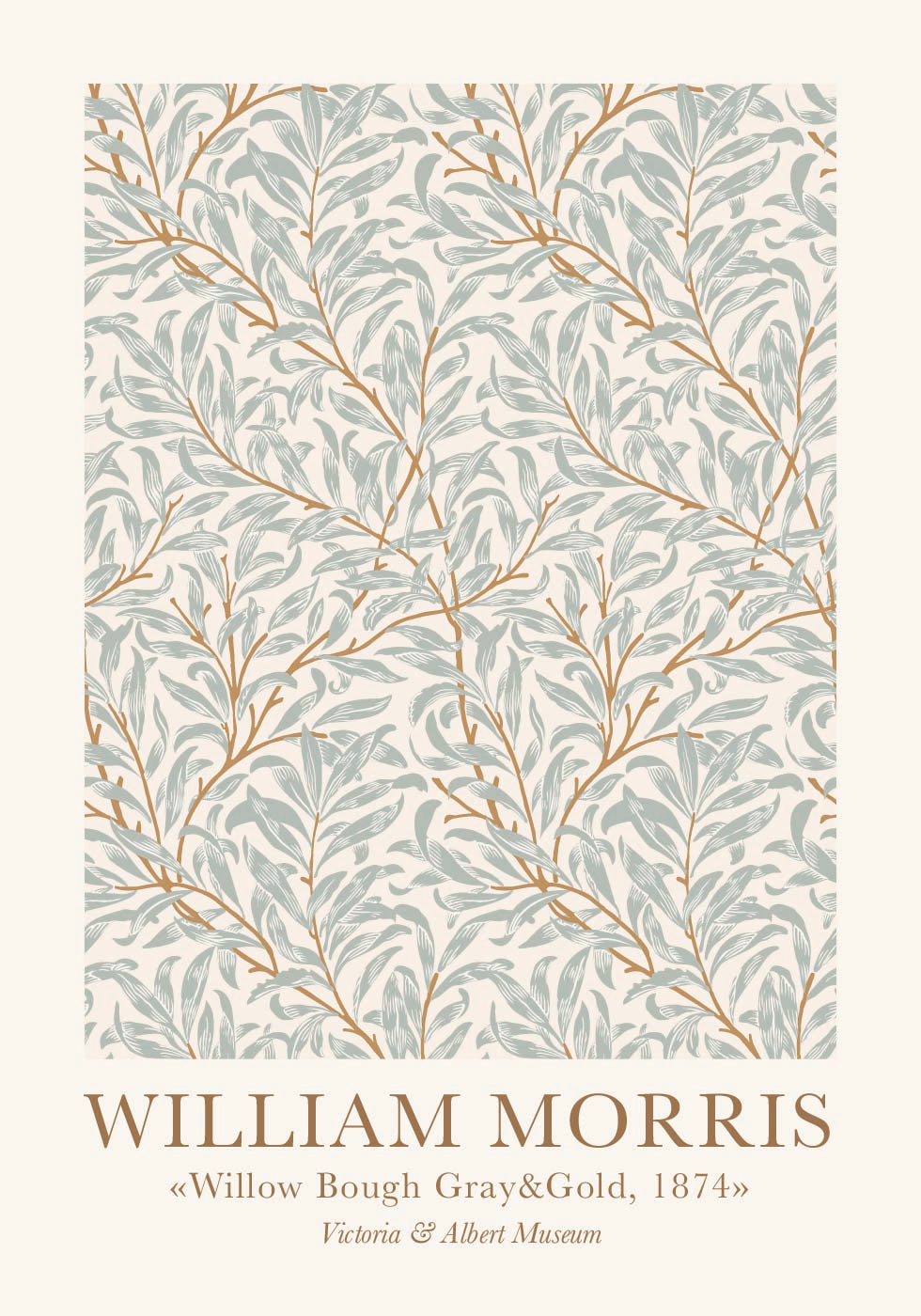 William Morris Willow Boug Gray & Gold Plakat