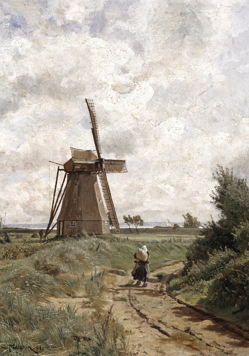 Windmühle Bei Ahrenshoop By Carl Malchin Plakat