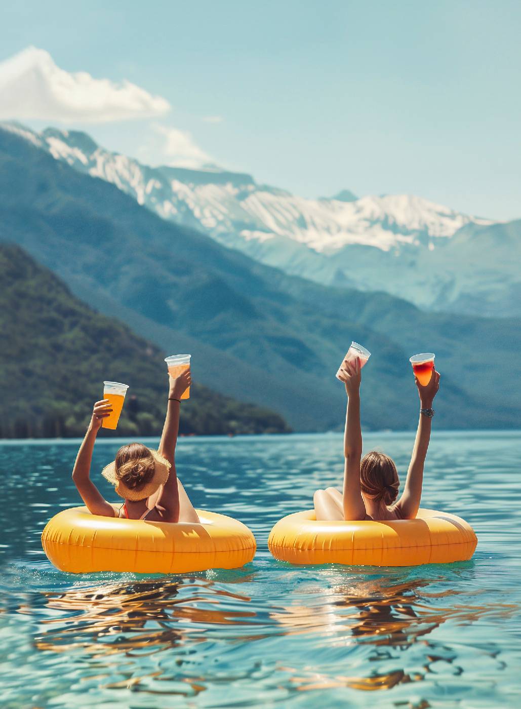 Women Drinnking On Water Lake Plakat