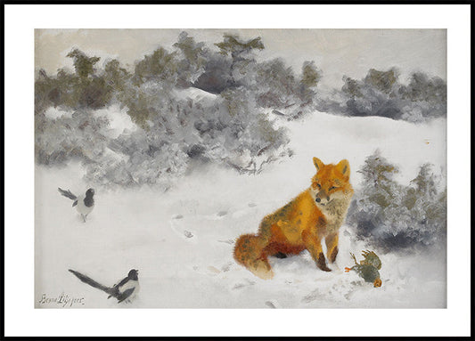 Fox in Winter Landscape By Bruno Liljefors No. 2 Plakat