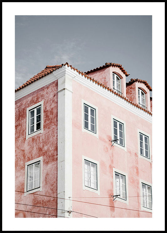 Pink Building in Lisbon Plakat