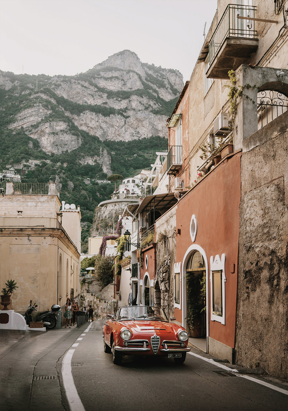 Red Car On The Amalafi Coast Plakat